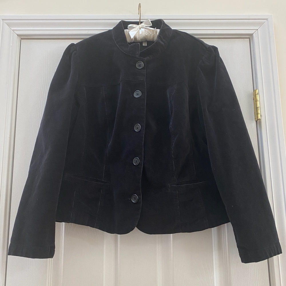 Black Corduroy Stretch Blazer / Jacket, St. John’s Bay, Button Front, Women’s XL